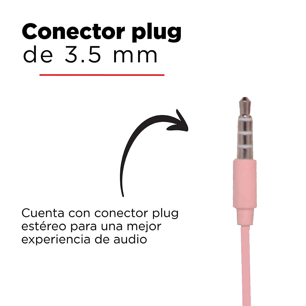 Audífonos De Cable 3.5 mm Rosas 120 cm