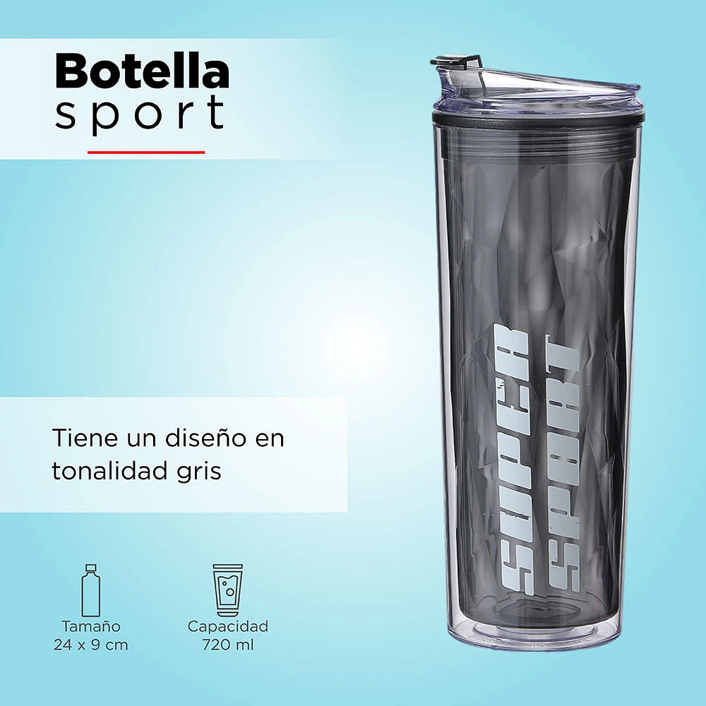 Botella Plástico Gris 720 ml