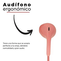 Audífonos De Cable  Mod HF233 Rosa Entrada plug 3.5 mm