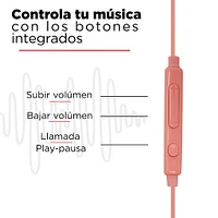 Audífonos De Cable  Mod HF233 Rosa Entrada plug 3.5 mm