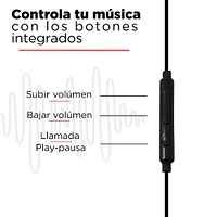 Audífonos De Cable Con Micrófono, Negro