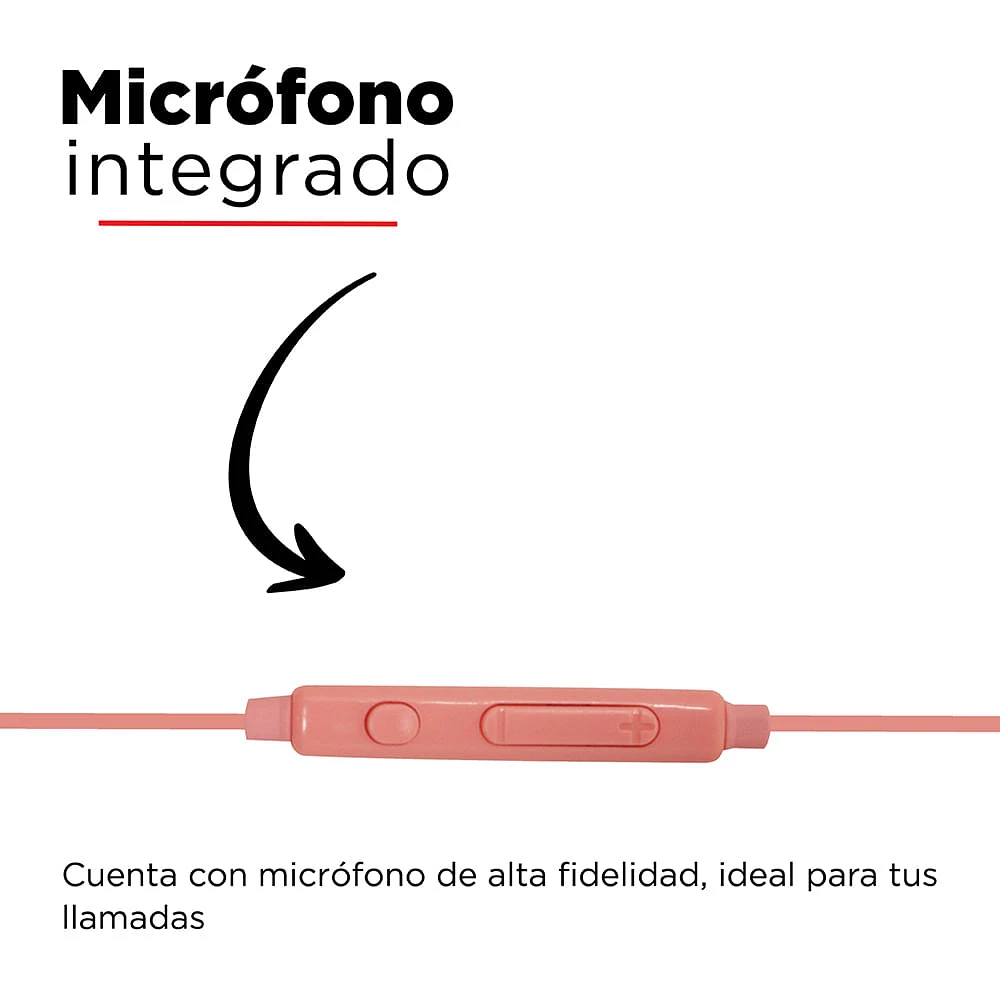 Audífonos De Cable  Mod HF233 Rosa Entrada plug 3.5 mm