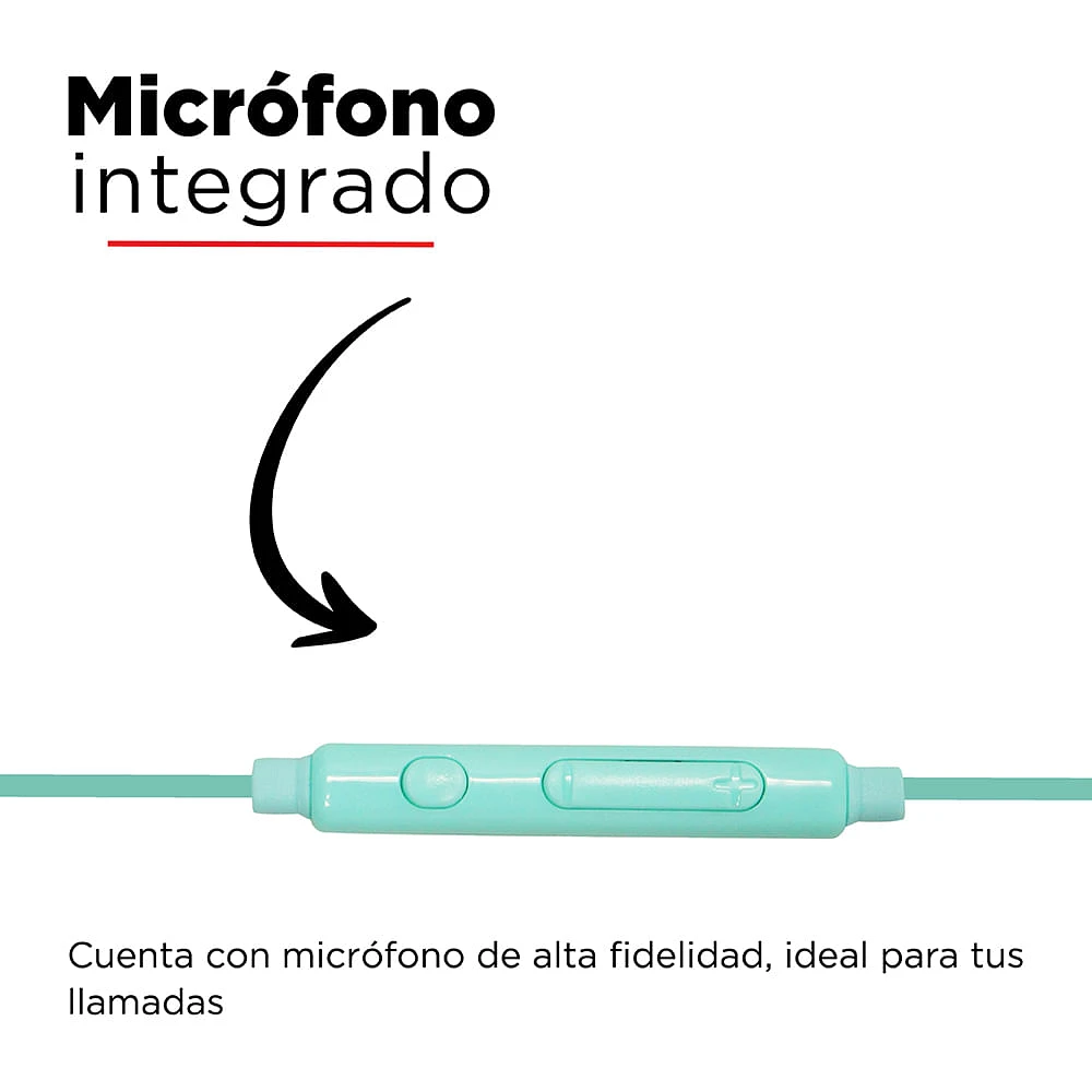 Audífonos De Cable  Mod HF233 Menta Entrada plug 3.5 mm