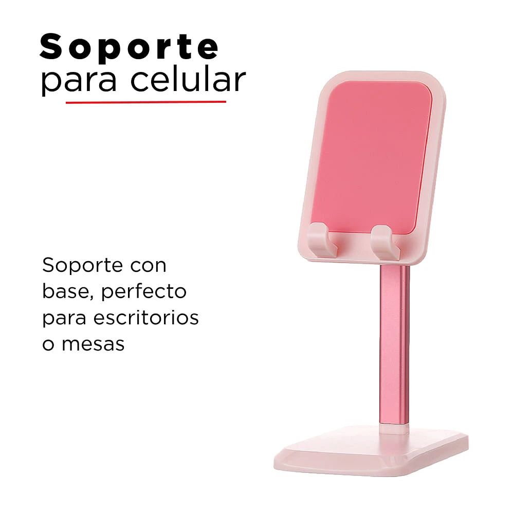 Soporte Para Celular Plástico Rosa 7x19.2 cm