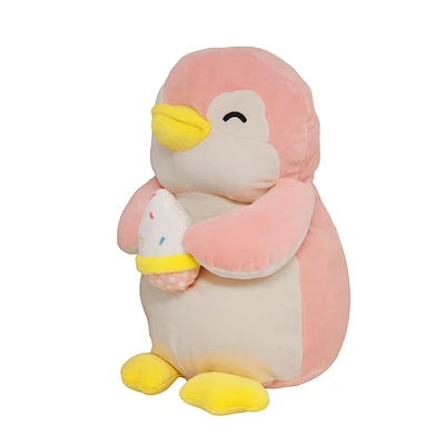 Peluche Pingüino Felpa Rosa 33 cm