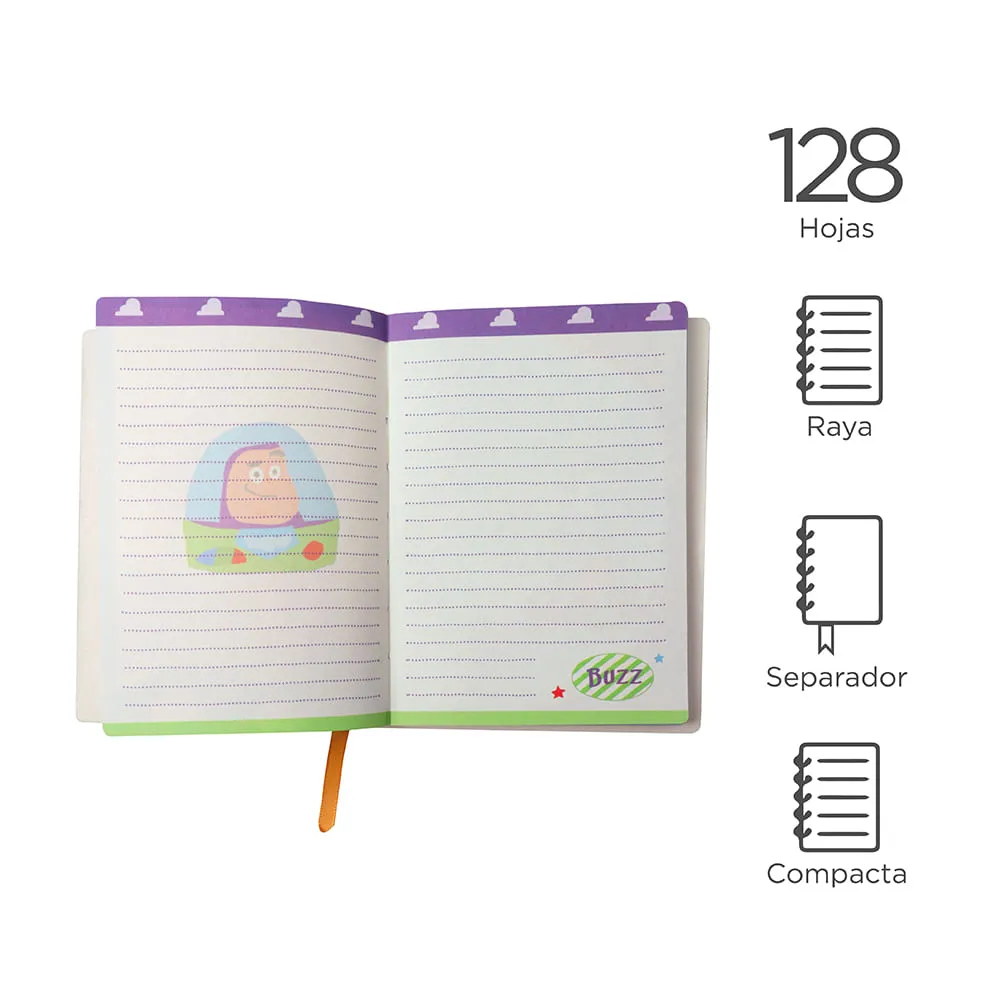 Miniso Libreta Toy Story Alíen Disney Azul 11.6x16.6 cm 128 Hojas