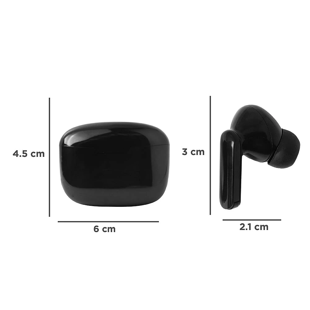 Audífonos Inalámbricos Con Estuche De Carga Negros 6.1x4.6x2.4 cm