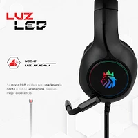 Audífonos De Diadema Con Luz RGB Gamer Negros