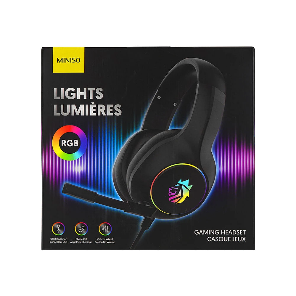 Audífonos De Diadema Con Luz RGB Gamer Negros