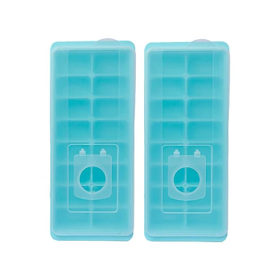 Molde Para Cubos De Hielo  De Plástico Azul 26.2X11.8.4 cm 2 Piezas