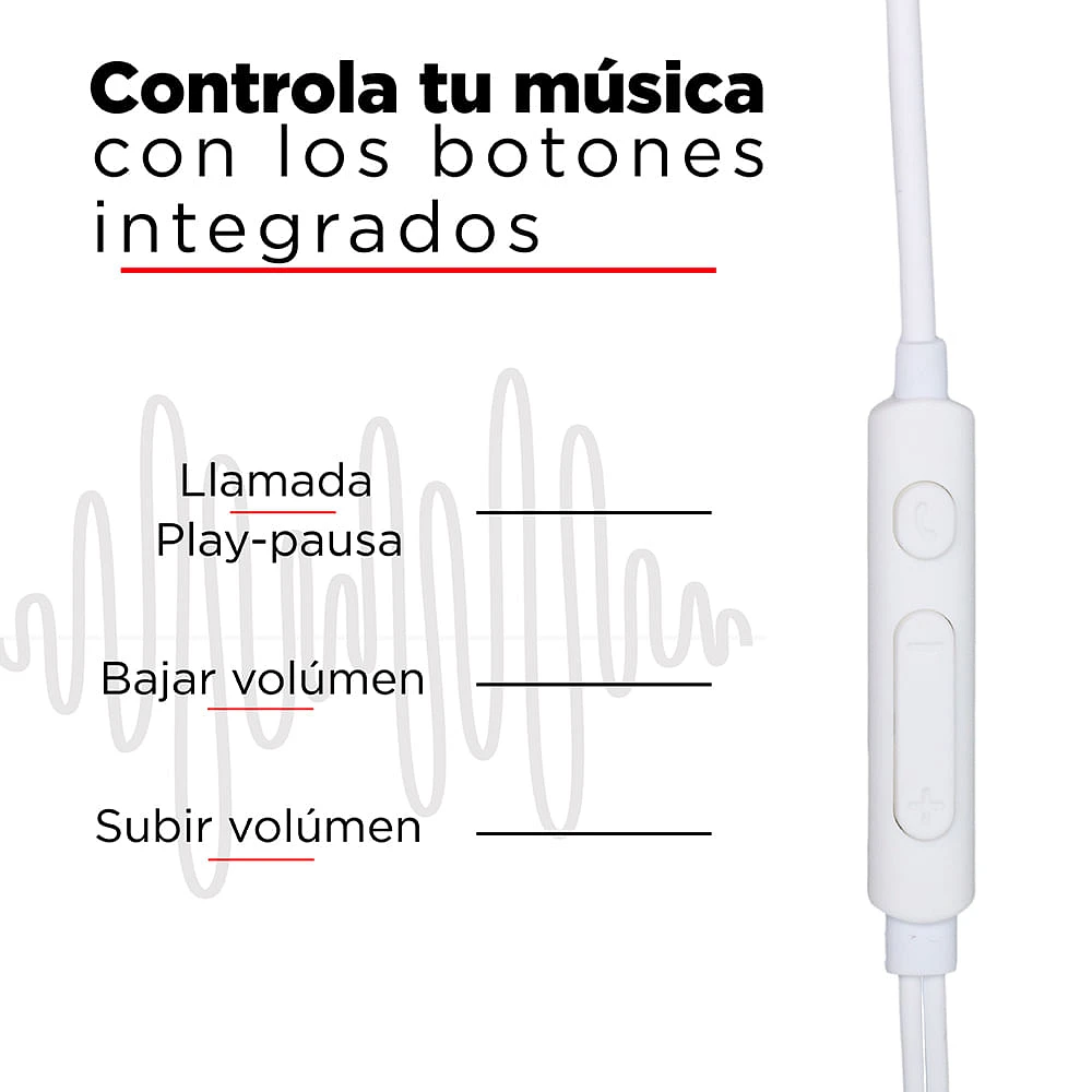 Audífonos De Cable In-Ear 3.5 mm Blancos 1.20 m