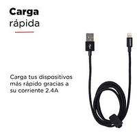 Cable De Carga USB A Lightning 2.4 A Negro 1 m