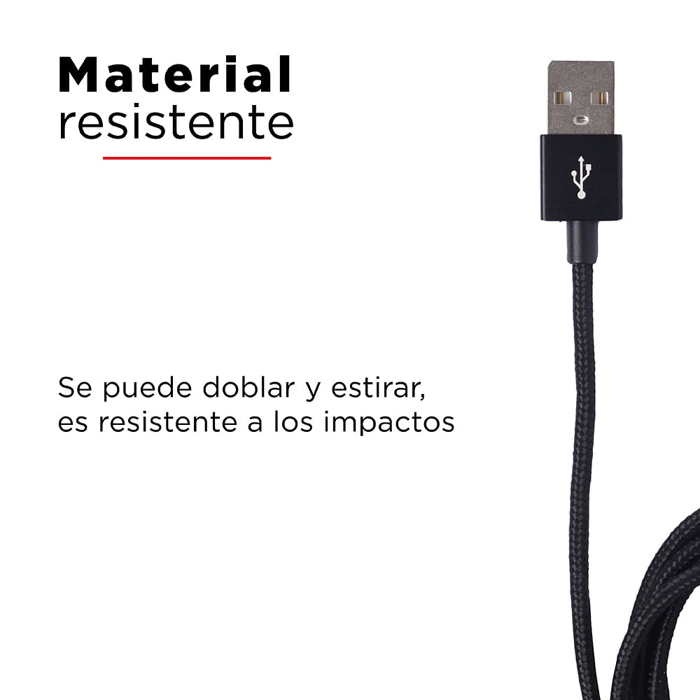 Cable De Carga USB A Lightning 2.4 A Negro 1 m