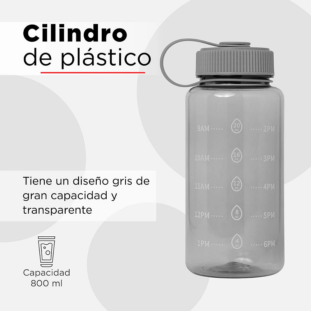 Cilindro Plástico Gris 800 ml