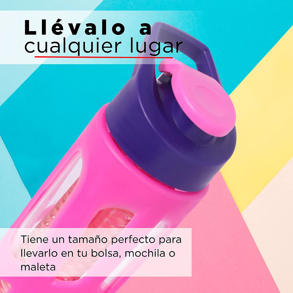 Cilindro Con Infusor Vidrio Rosa 550 ml