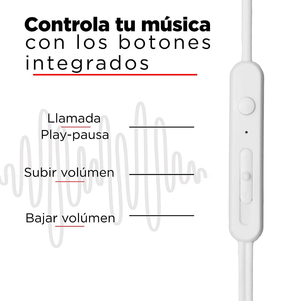 Audífonos De Cable 3.5 mm Blancos 1.2 m