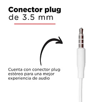 Audífonos De Cable 3.5 mm Blancos 1.2 m