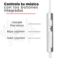 Audífonos De Cable Mod 1318 Con Control Y Micrófono Plateado 1.1 m