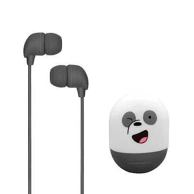 Audífonos De Cable Con Estuche We Bare Bears Panda 3.5 mm Grises 1.20 m