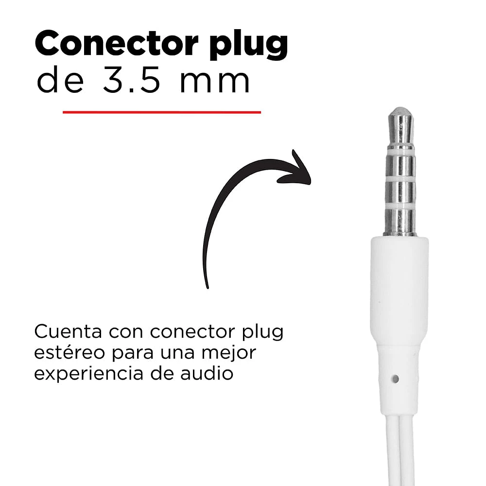 Audífonos De Cable Con Estuche 3.5 mm Blancos 1.20 m