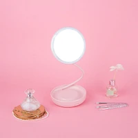 Espejo De Maquillaje 360° Luz Led Rosa