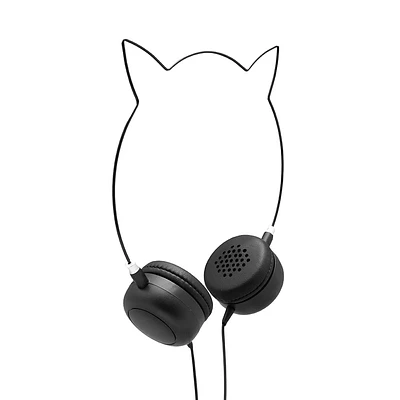 Audífonos De Diadema Con Cable Diseño Con Orejas De Gato Negros