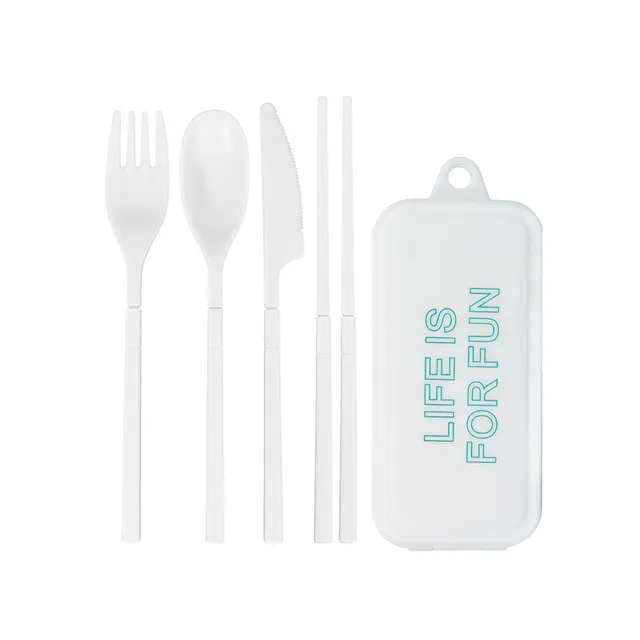 Miniso Kit De Cubiertos Con Estuche Eco Friendly Verdes 18.7 cm 2 Piezas