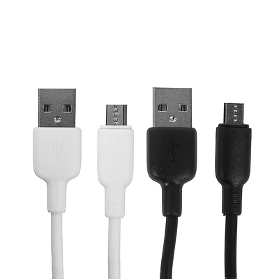 Set Cables De Carga USB A Micro USB Blanco, Negro 1 m 2 Piezas