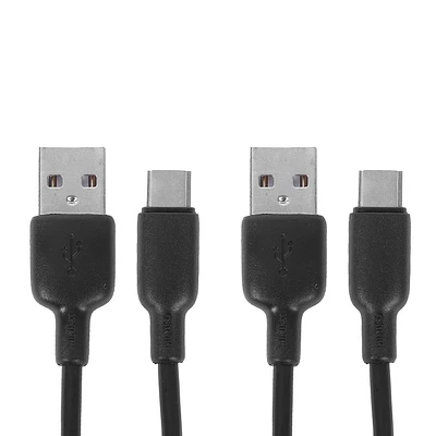 Set Cables De Carga USB A Tipo C Negros 1 m 2 Piezas