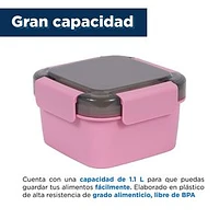 Contenedor De Alimentos Doble Capa Plástico Rosa 1.1 L