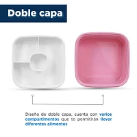 Contenedor De Alimentos Doble Capa Plástico Rosa 1.1 L