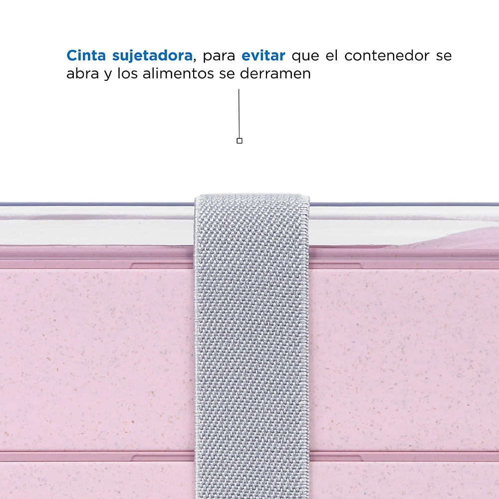 Contenedor De Alimentos Doble Capa 2 Niveles Plástico Rosa 18.1x10x10.2 cm 1000 ml