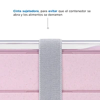 Contenedor De Alimentos Doble Capa 2 Niveles Plástico Rosa 18.1x10x10.2 cm 1000 ml