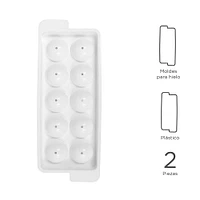 Set Moldes Para Cubos De Hielo Plástico Blancos 21.2x8.2 cm 2 Piezas