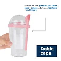 Vaso De Plástico   Para Coctel, Doble Capa Rosa