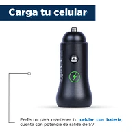 Cargador De Auto Para Celular Con 2 Puertos USB Y Tipo C Negro 2.5x5 cm