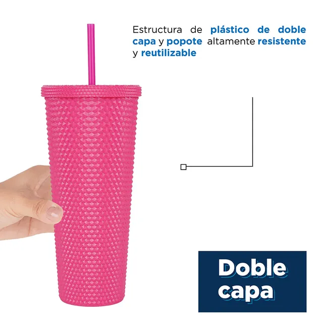 Vaso De Dos Capas Con Popote - Cocina - Miniso en Línea