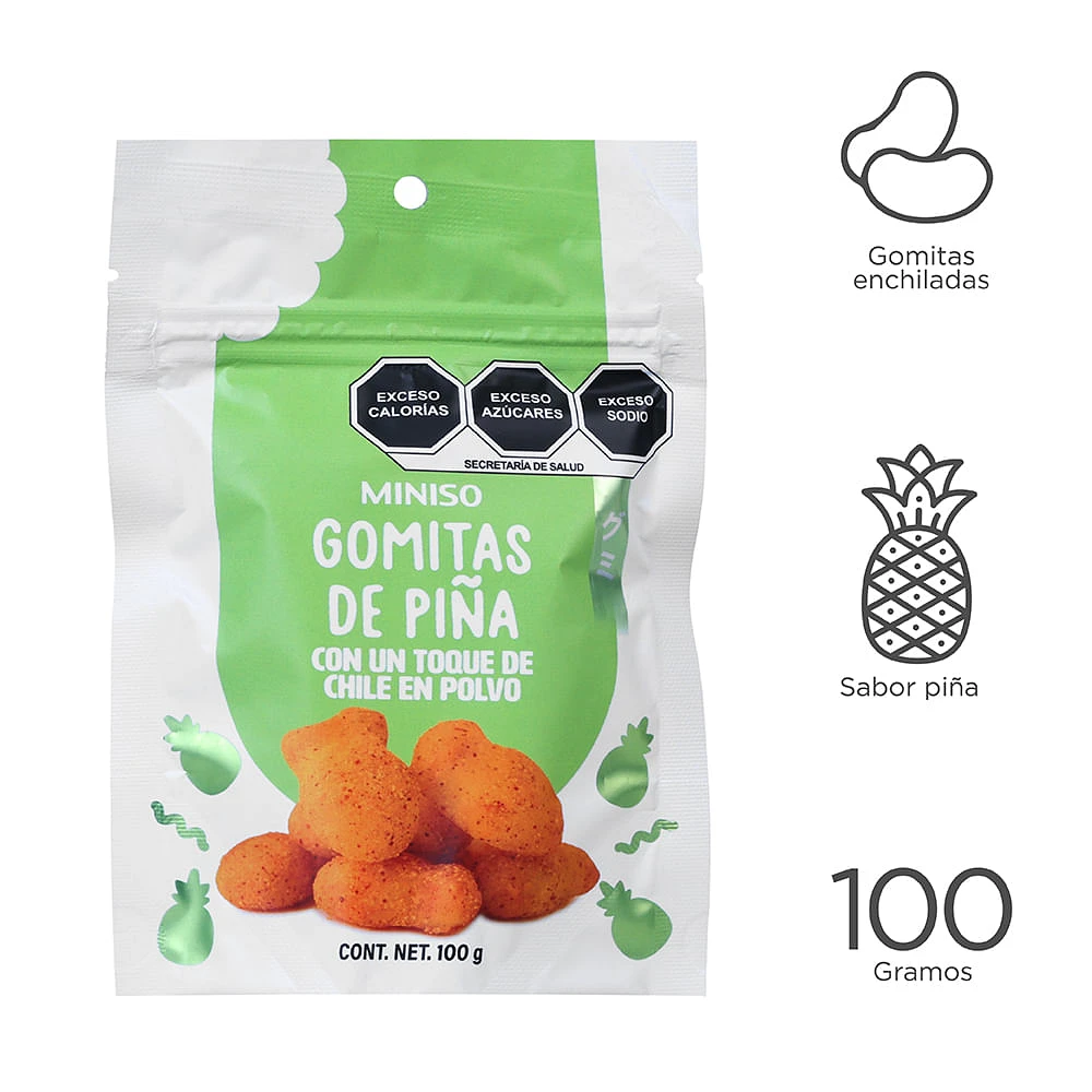 Gomitas De Piña  Con Un Toque De chile En Polvo 100 gr