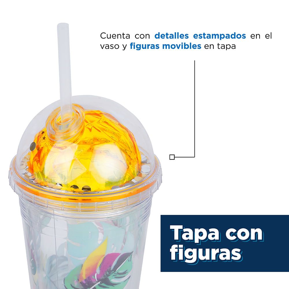 Vaso Con Tapa Y Popote Doble Capa - Cocina - Miniso en Línea