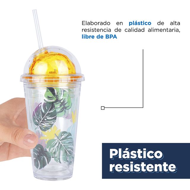 Vaso Tapa/Popote Decorado 450ml - Veana Online