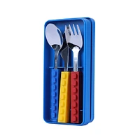 Kit Cubiertos Con Estuche Tipo Bloques Acero Inoxidable 15 cm 3 Piezas