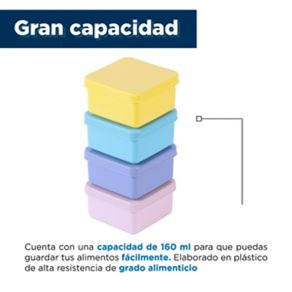 Set Contenedores De Alimentos Plástico ml 4 Piezas