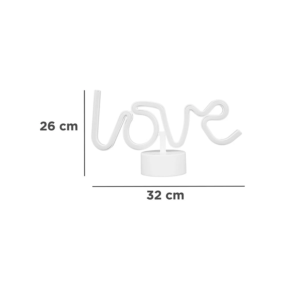 Letrero De Luz Neón Con Base Desmontable Love Plástico 26x32x8.5 cm