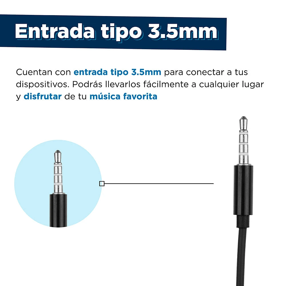 Audífonos De Cable 3.5 mm Negros 120 cm