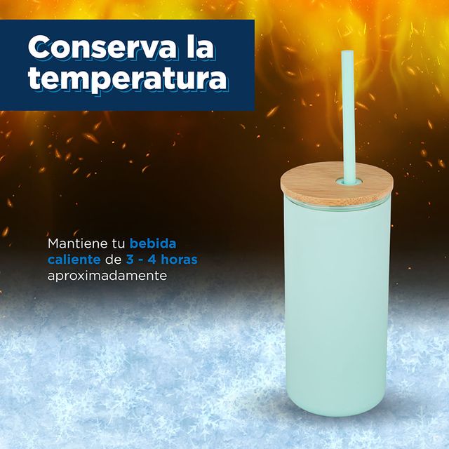 Vaso Vidrio Con Tapa Y Popote Silicon En Blanco 2pza 470ml