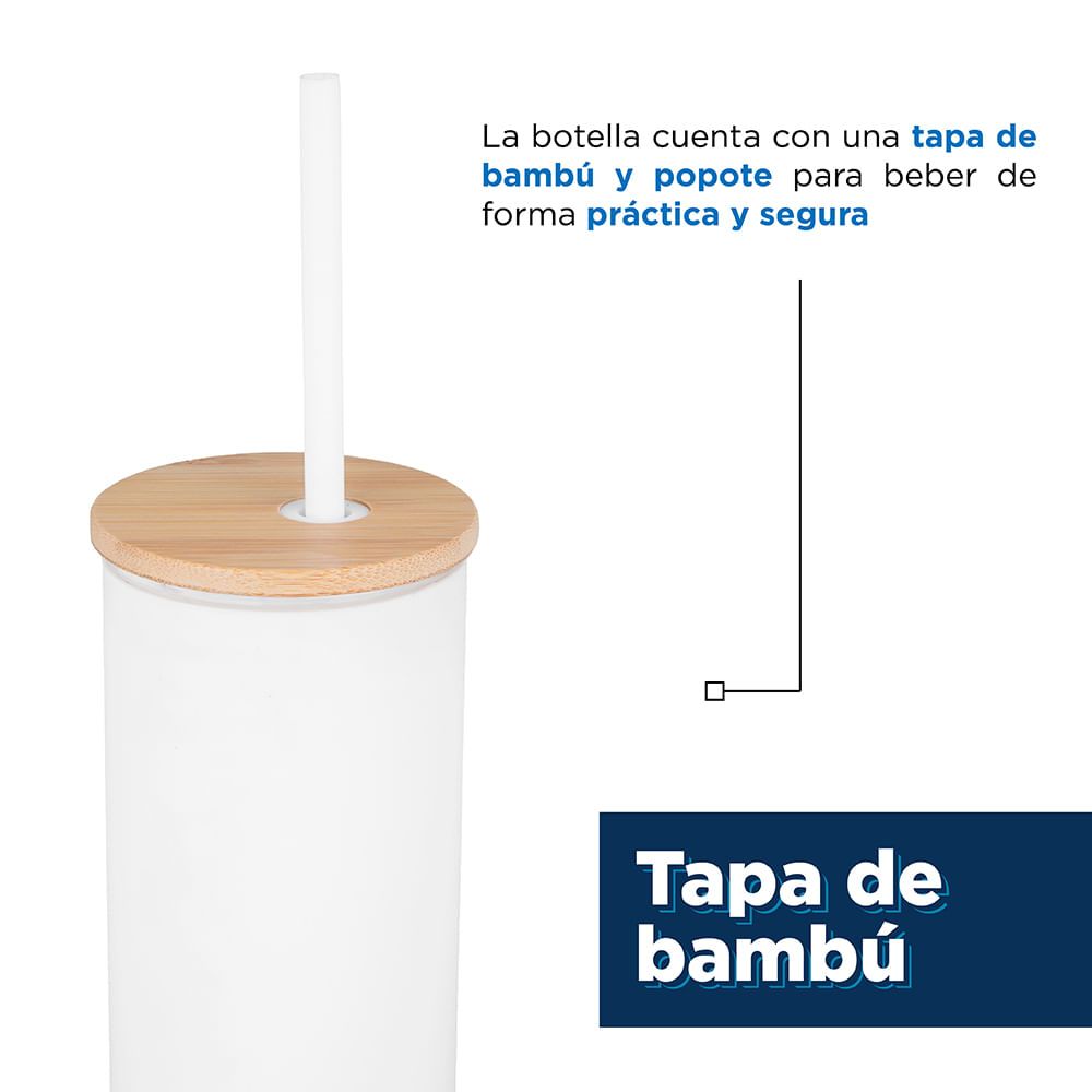 Miniso Vaso Con Tapa Y Popote Vidrio Blanco 400 ml