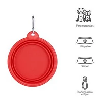 Tazón Portátil Para Mascota Plegable Plástico Rojo 1 L