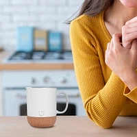 Taza Con Tapa Cerámica Blanca 300 ml