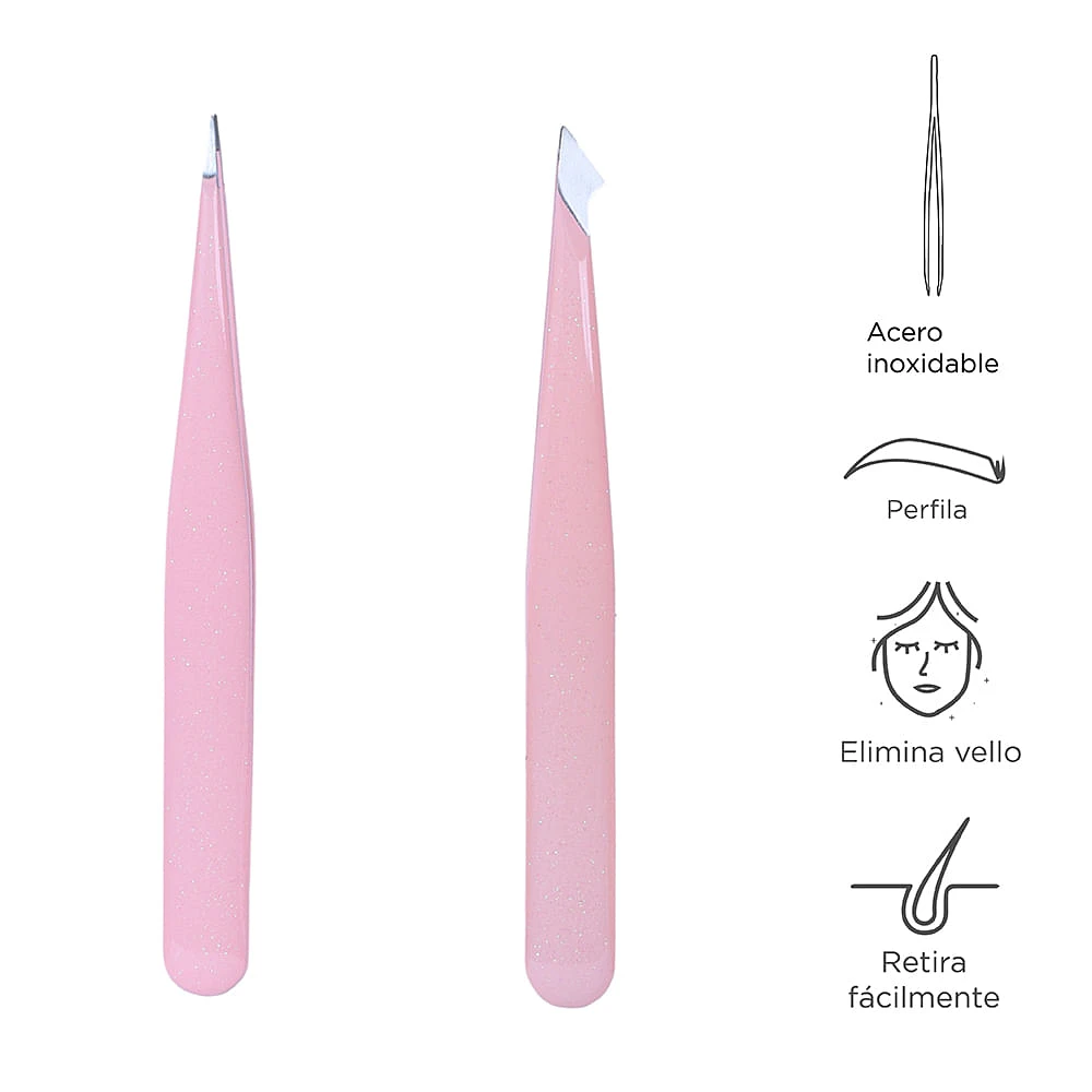 Pinzas  Para Cejas Rosa 2 Piezas