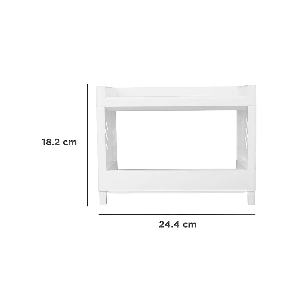 Estante De Almacenamiento Doble Plástico Blanco 24.5x15.5x7 cm